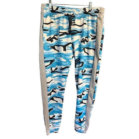 AQ Sport Unisex  Blue Camo Track Pants Sz XL NWT (34/36) - Picture 1 of 6